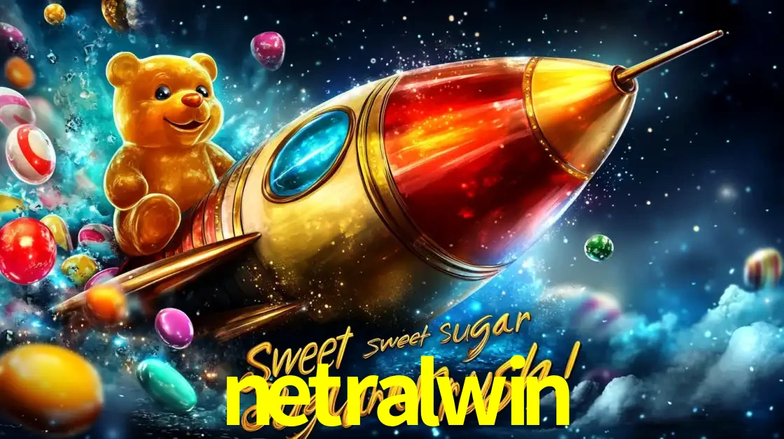 Arte promocional do jogo de slot Sugar Rush, com um urso de pelúcia em um foguete viajando pelo espaço de doces, um dos jogos divertidos disponíveis no cassino netralwin.